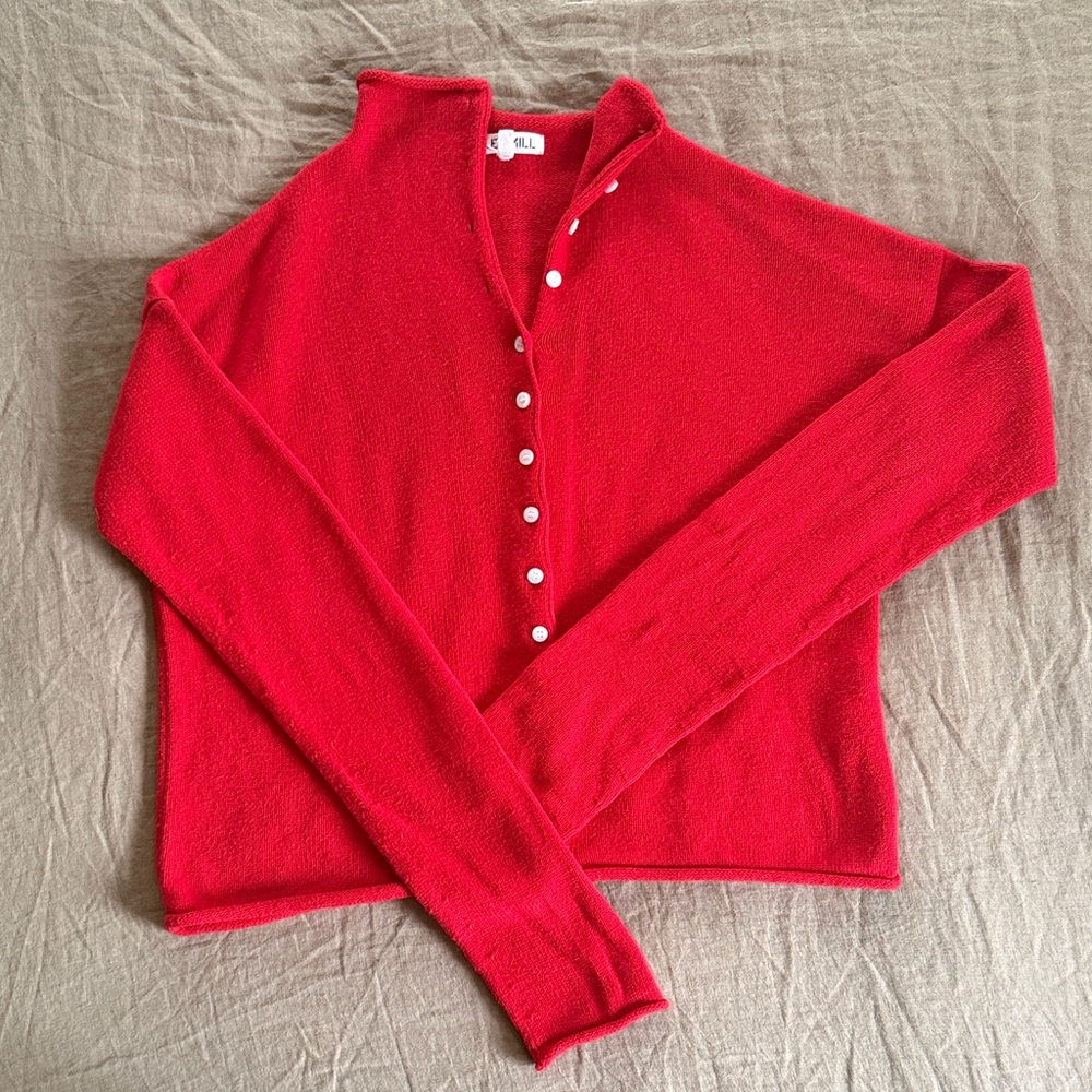 Alex Mill Taylor Cardigan in Red Cotton Cashmere